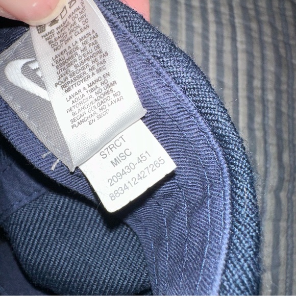 Vintage Nike Dad Cap Strapback SpellOut Logo White Embroidered Navy Blue Mens - Picture 8 of 8